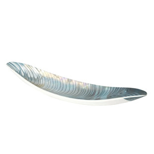 GLOBAL VIEWS Ivory Turquoise Feather Swirl Gondola Bowl