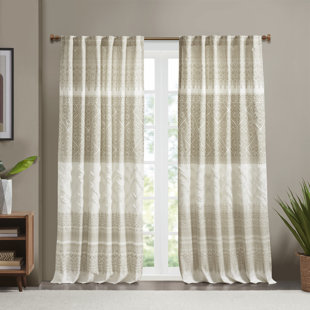 INK+IVY Mila 100% Cotton Argyle Room Darkening Single Curtain Panel with Chenille detail and Lining