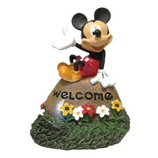 BACK YARD GLORY Disney Mickey Mouse Welcome Stone Solar Garden Statue