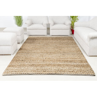 Zohra Solid Handmade Flatweave Granola Brown Loop Striped Woven Jute Area Rug By Tufty Home