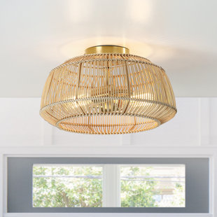 BAY ISLE HOME™ Tamil Rattan Semi Flush Mount