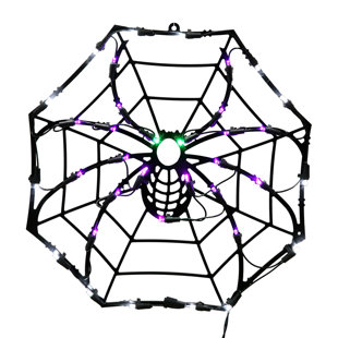 VICKERMAN Lighted Spider Web Halloween Window Silhouette Decoration