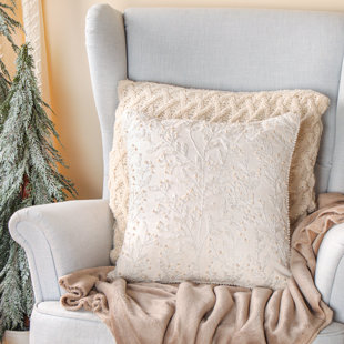 National Tree Company 18" HGTV Home Collection White Boho Christmas Pillow