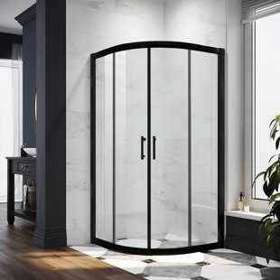 VTI 36" - 36" W x 72" H Double Sliding Framed Round Shower Enclosure with 1/4" Clear Tempered Glass