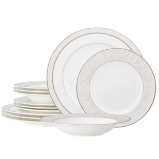 Noritake Montvale Platinum 12-Piece Dinnerware Set, Service For 4