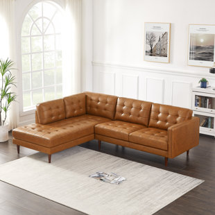 TRENT AUSTIN DESIGN® Peart 102" Wide Genuine Leather Sofa & Chaise