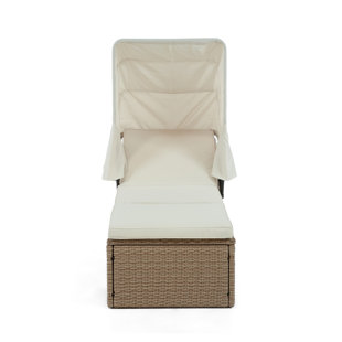 MUSE & LOUNGE CO. Cumberland Long Reclining Single Chaise With Cushions, Natural/White