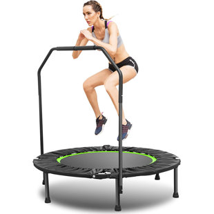 HIMIMI 3.3' Foldable Round Fitness Trampoline with Handlebar