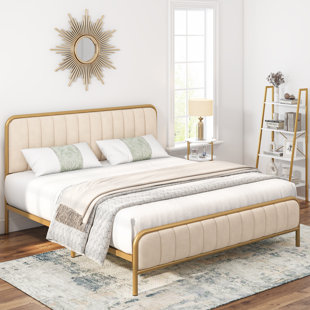 KELLY CLARKSON HOME Gia Upholstered Platform Bed with Velvet Headboard