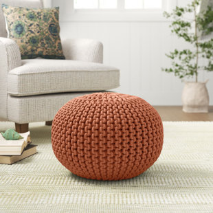 HIGHLAND DUNES Anely 20" Wide Round Pouf Ottoman