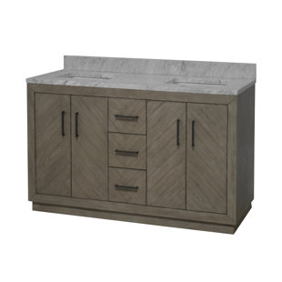 KITCHEN BATH COLLECTION Peyton 60'' Free Standing Double Bathroom Vanity with Authentic Marble Top