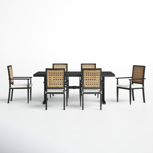 JOSS & MAIN Zidane 6 - Person Rectangular Outdoor Dining Set with Cushions