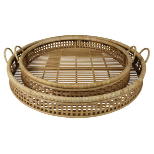 AREOHOME Rattan Tray Set