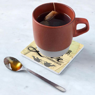 FRIFOHO No Pattern Ceramic Square 4 -Piece Coaster Set (Set of 4)