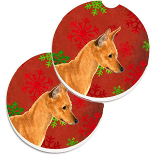 FRIFOHO Ceramic Round 2 Piece Car Coaster Set (Set of 2)