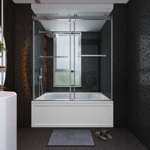 NORTHROOM 60" W x 66'' H Sliding Frameless Tub Door