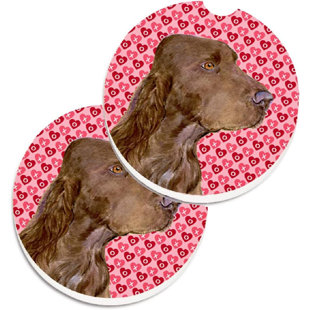 FRIFOHO Ceramic Round 2 Piece Car Coaster Set (Set of 2)