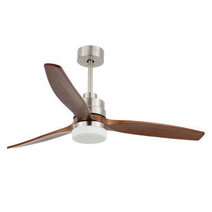 WROUGHT STUDIO™ Bobe 52 inches Indoor Classical LED Silver Ceiling Fan with LED light and Remote, DC Motor, 3 Blades