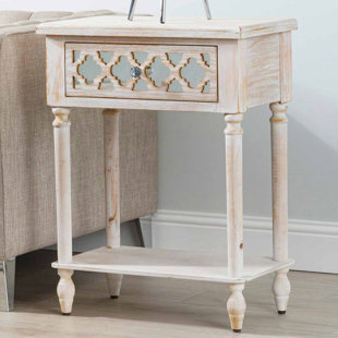 FAIRMONT PARK Cancun Beach Sofa Side Table for Living Room Furniture, 76cm Bed Side Table, Wooden End Table