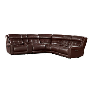IMAGIO HOME BY INTERCON Regis 6-Piece Recliner Sectional with Dual-Power Recline & Power Headrest, Brown