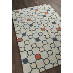 CHANDRA RUGS Stella Handmade Hand Tufted Wool Gray/Ivory/Orange Rug
