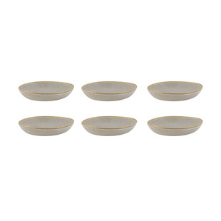 CASA ALEGRE Gold Stone - Pasta Plate/Bowl Gray, Set of 6 (Set of 6)