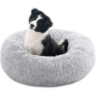 HEAVENTLY FURNISHINGS Calming Dog Bed For Small Dogs & Large Cat, Anti Anxiety Donut Cat Bed For Indoor Cats, Round Cat Bed, Cozy Soft Puppy Bed, Fluffy Kitten Bed, Plush Pet Bed, Machine Washable, 20X20inch Grey