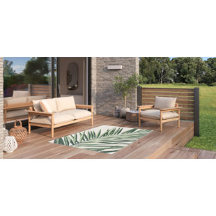 BEACHCREST HOME Alya Floral Shag Indoor / Outdoor Area Rug