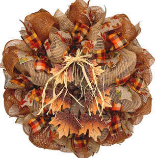 ROSALIND WHEELER Autumn Wreath Dangling Maple Leaves