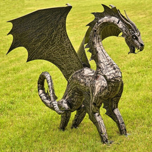 ZAER LTD INTERNATIONAL Zaer Ltd. International Dragon Collection Dragon Animals Metal Garden Statue