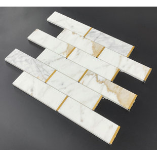 ES STONE 2" x 6" Marble and Metal Mosaic Brick Pattern Wall & Floor Tile