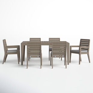 JOSS & MAIN Ojai 7-Piece Outdoor Set, With Rectangle Dining Table, 2 Arm Chairs, And 4 Armless Chairs