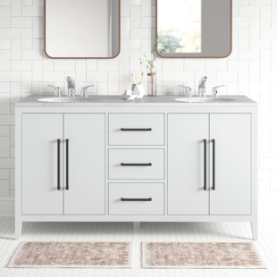 MERCURY ROW® Adrienne 60" Double Bathroom Vanity with Quartz Top