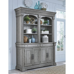 PULASKI FURNITURE Goleta 65.98'' Wide 2 Drawer Oak Solid Wood Server w/ Hutch