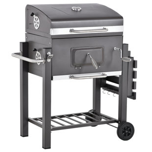 CLEARAMBIENT Grillwagen Holzkohlegrill Grill BBQ Standgrill Holzkohle Kohlegrill Gartengrill, Edelstahl und Eisen