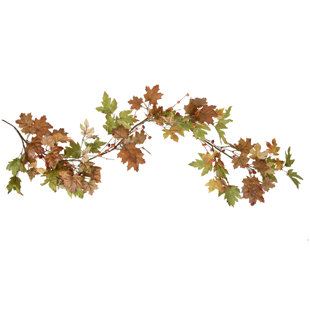 NORTHLIGHT SEASONAL 5' x 8" Maple Leaves and Berries Artificial Fall Harvest Garland Unlit