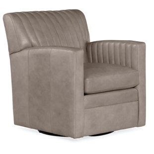 BRADINGTON-YOUNG Barnabus 27.5" Wide Genuine Leather Swivel Club Chair