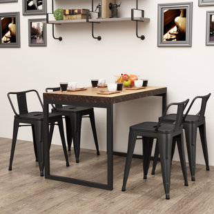 WILLISTON FORGE Avabella Counter Stool with Metal Frame (Set of 4)
