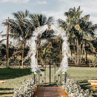 KAHOO 43.31" W x 14.17" D Metal Garden Arches with Gate Arbor