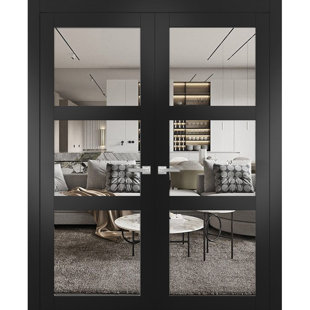 SARTODOORS Lucia Clear Glass Wood French Black Doors