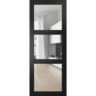 SARTODOORS Lucia Clear Glass Wood Standard Black Door Slab