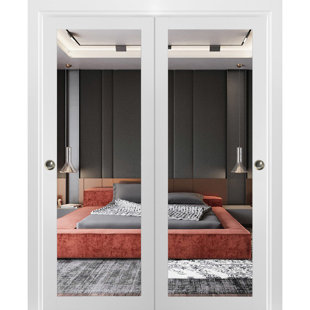 SARTODOORS Lucia Mirrored Glass Sliding Closet White Doors