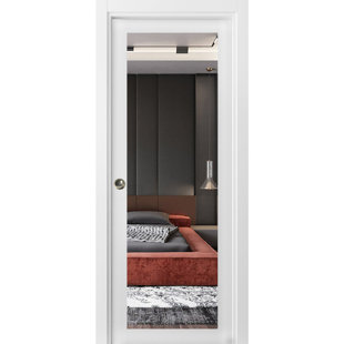SARTODOORS Lucia Mirrored Glass Wood Sliding Closet White Door