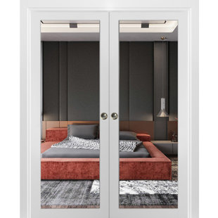 SARTODOORS Lucia Mirrored Glass Sliding Closet White Doors