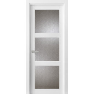 SARTODOORS Lucia Frosted Glass Solid Wood Standard White Door
