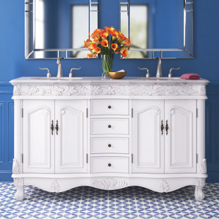 ETTA AVENUE™ Sorellina 60'' Double Bathroom Vanity with Engineered Marble Top