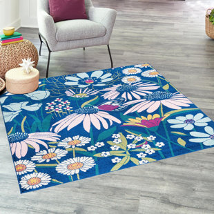 ANDOVER MILLS™ Holle Floral Navy Blue/Pink/Yellow Area Rug