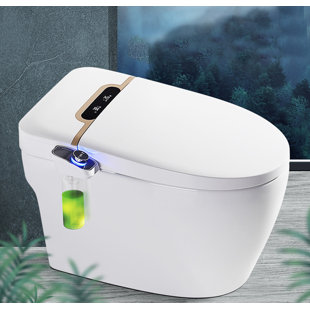 WFSHOP 1.05 GPF Elongated Chair Height Floor Mounted One-Piece Toilet (Seat Included)