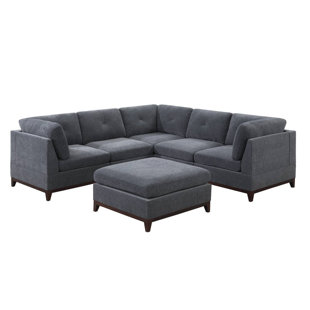 F&L HOMES STUDIO Danhiccy 104" Wide Chenille Symmetrical Modular Corner Sectional with Ottoman