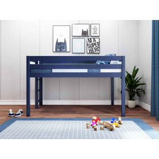 ZOOMIE KIDS Johannes Solid Wood Twin Low Loft Bed with Ladder